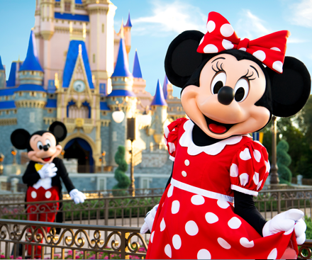 Disney characters in front of Cinderella Castle at Magic Kingdom Park, Walt Disney World